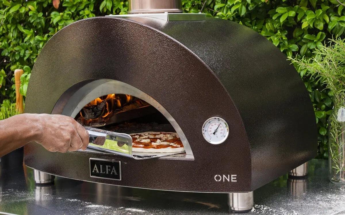 Alfa Compact Wood-Fired Pizza Oven, Stainless Steel with Pyrometer and Mini Peel