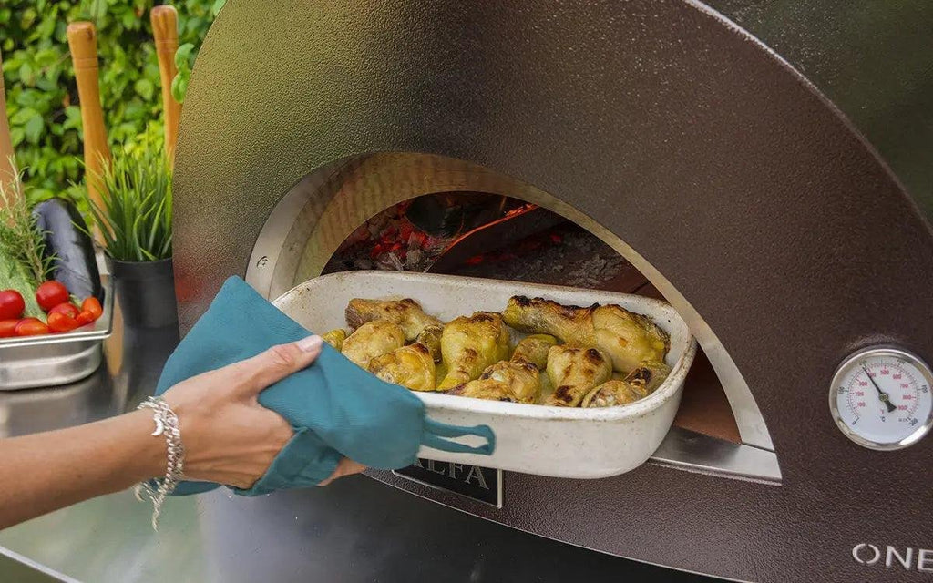 Alfa Compact Wood-Fired Pizza Oven, Stainless Steel with Pyrometer and Mini Peel
