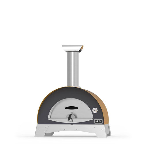 Alfa Wood-Fired Outdoor Pizza Oven, Stainless Steel with Firebrick Floor and Pyrometer