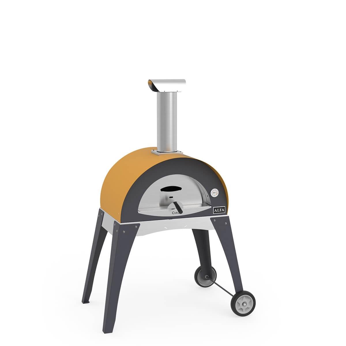 Alfa Wood-Fired Outdoor Pizza Oven, Stainless Steel with Firebrick Floor and Pyrometer