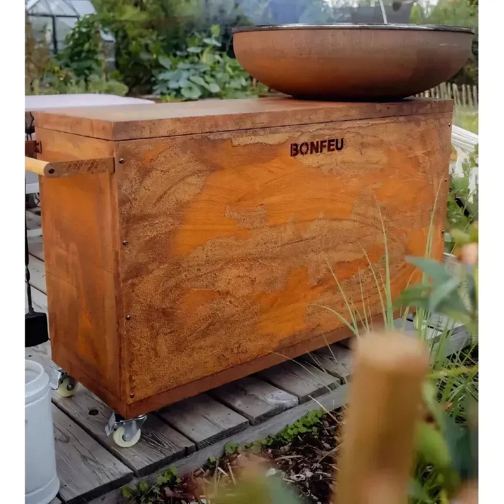 BonFeu BonBiza Island Plancha Grill Outdoor Kitchen, Corten Steel