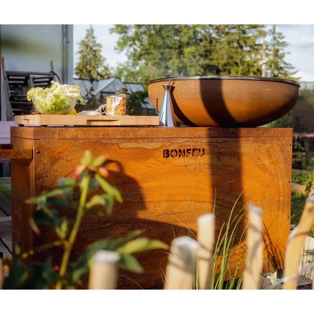 BonFeu BonBiza Island Plancha Grill Outdoor Kitchen, Corten Steel