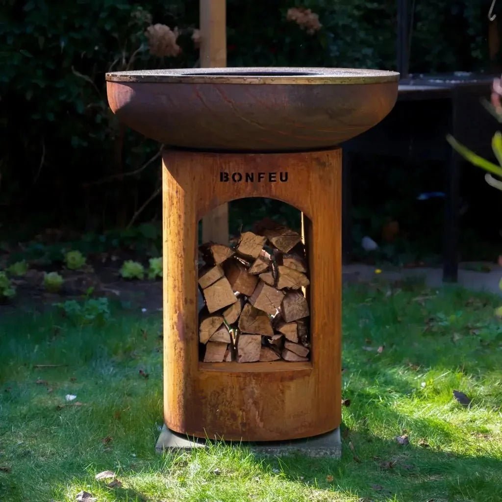 BonFeu BonBiza Open 80 cm Plancha Grill & Fire Pit with Log Store