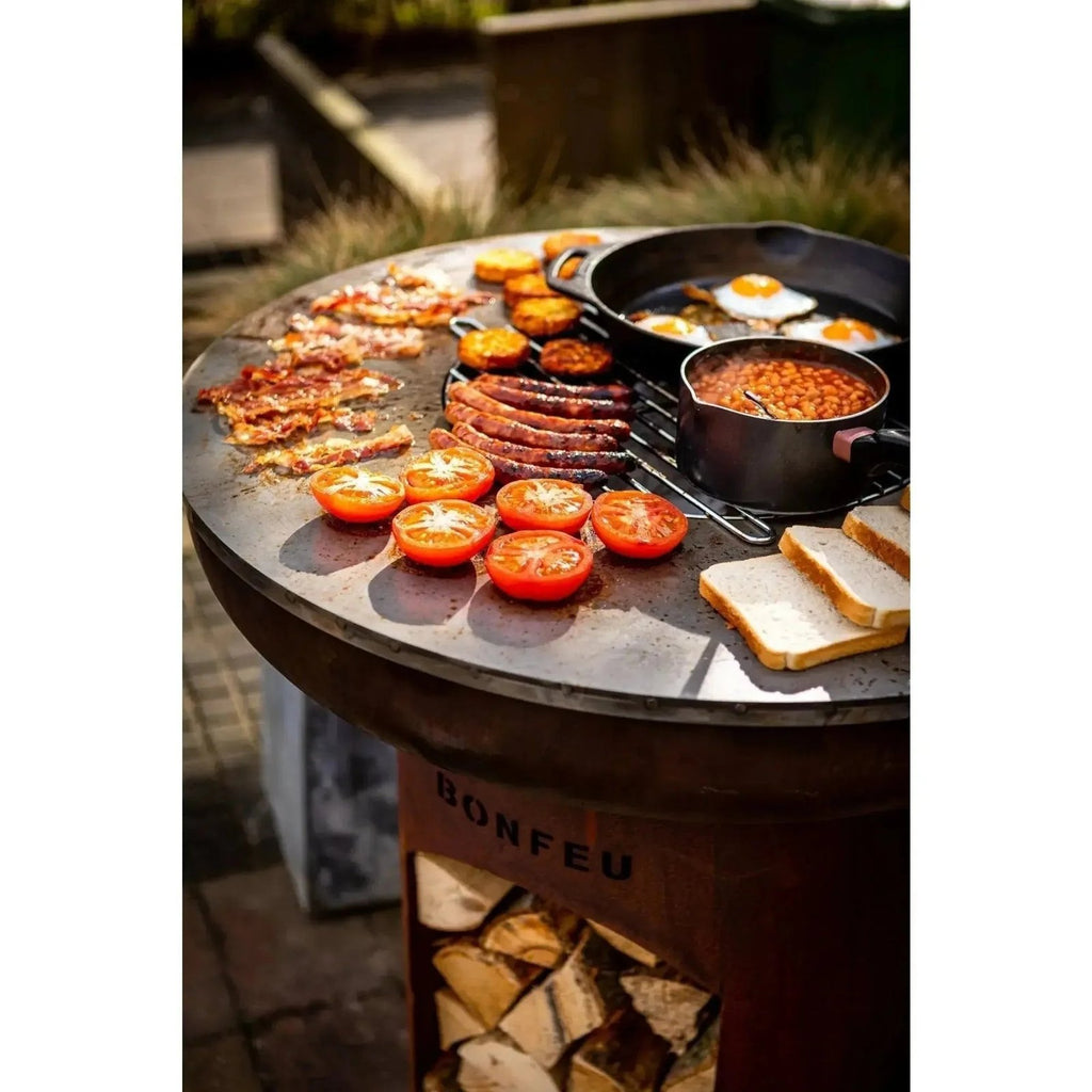 BonFeu BonBiza Open 80 cm Plancha Grill & Fire Pit with Log Store