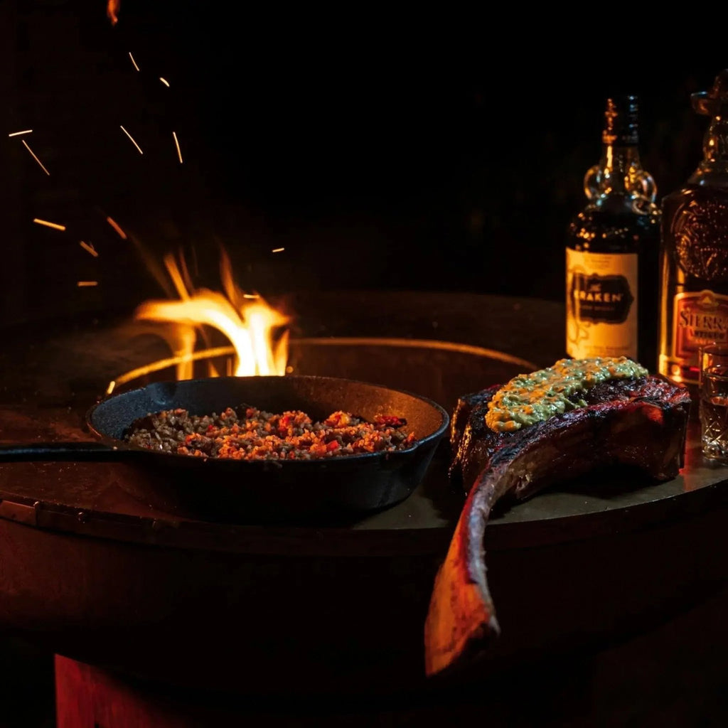 BonFeu BonBiza Open 80 cm Plancha Grill & Fire Pit with Log Store