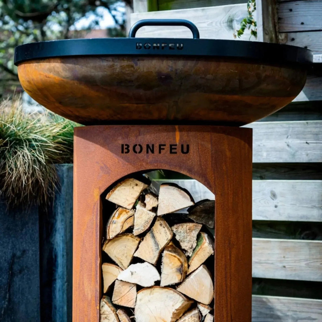 BonFeu BonBiza Open 80 cm Plancha Grill & Fire Pit with Log Store