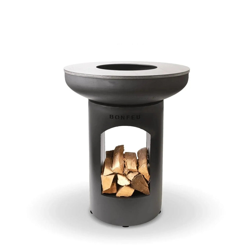 BonFeu BonBiza Open 80 cm Plancha Grill & Fire Pit with Log Store
