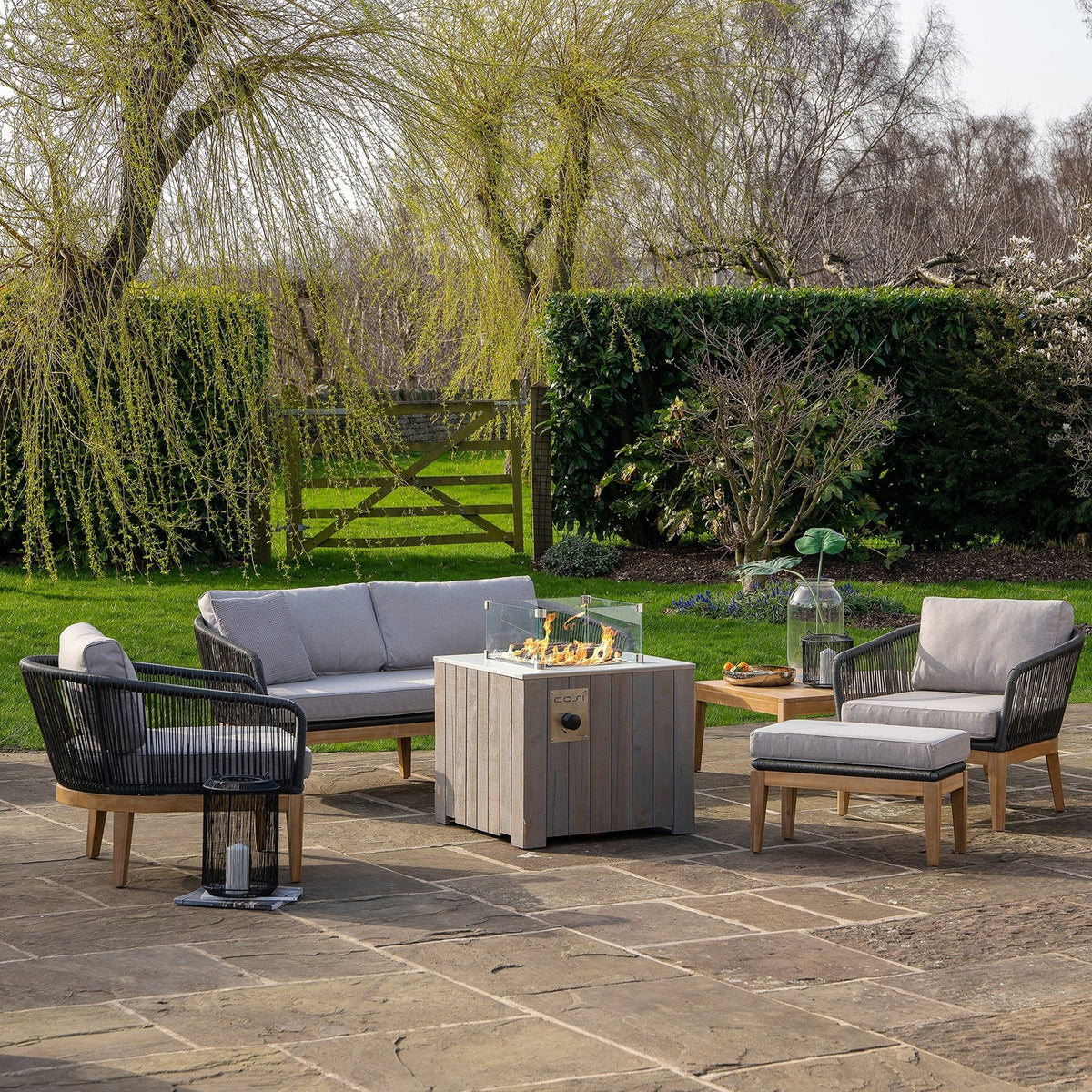 Cosi Cosicube 70 Wood-Clad Gas Fire Pit, Grey Wash
