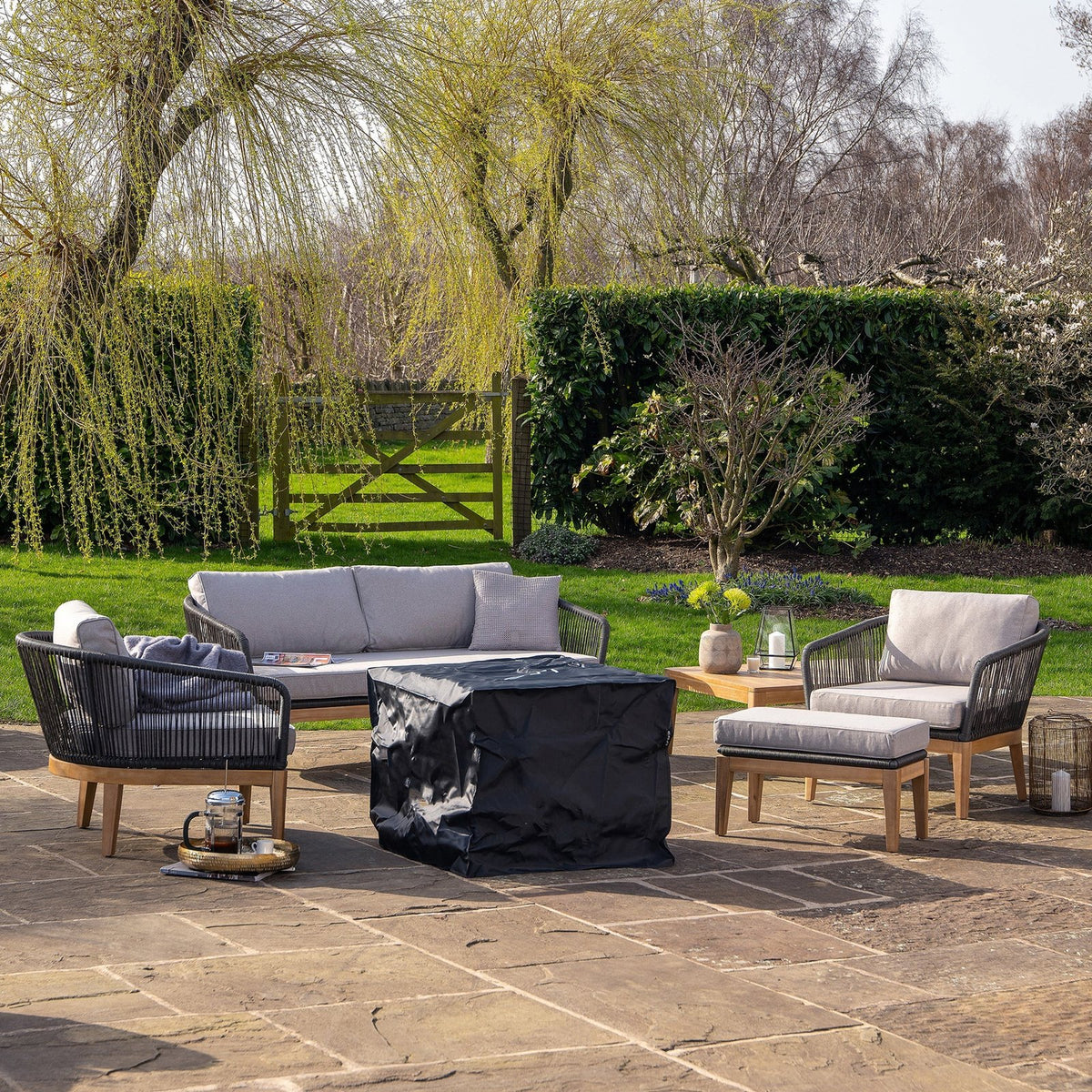 Cosi Cosicube 70 Wood-Clad Gas Fire Pit, Grey Wash