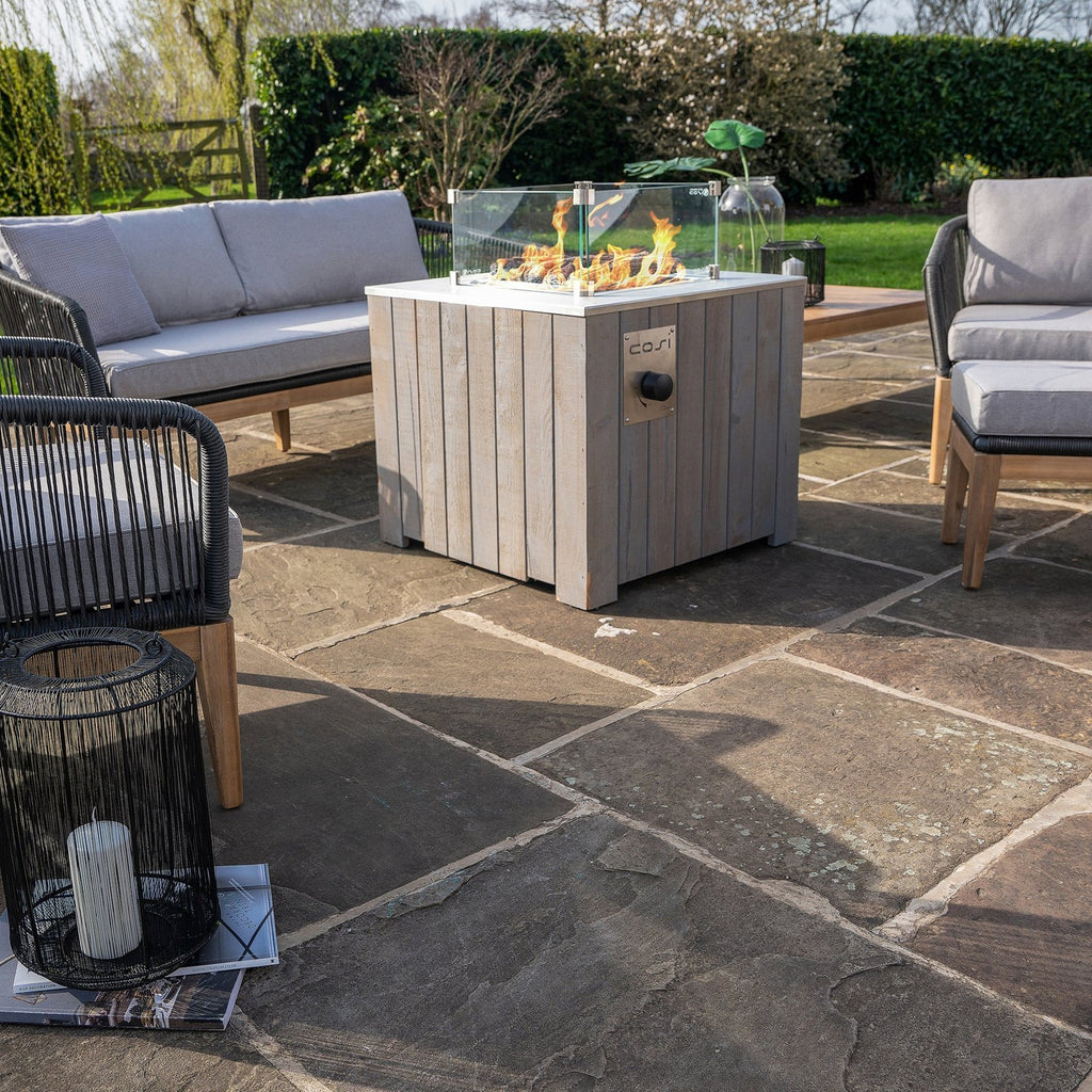Cosi Cosicube 70 Wood-Clad Gas Fire Pit, Grey Wash