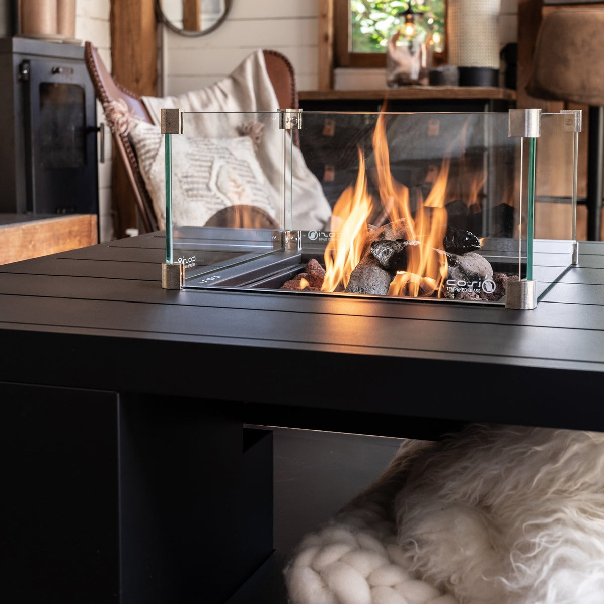 Cosi Cosiflow 100 Square Aluminium Gas Fire Pit Table, Anthracite