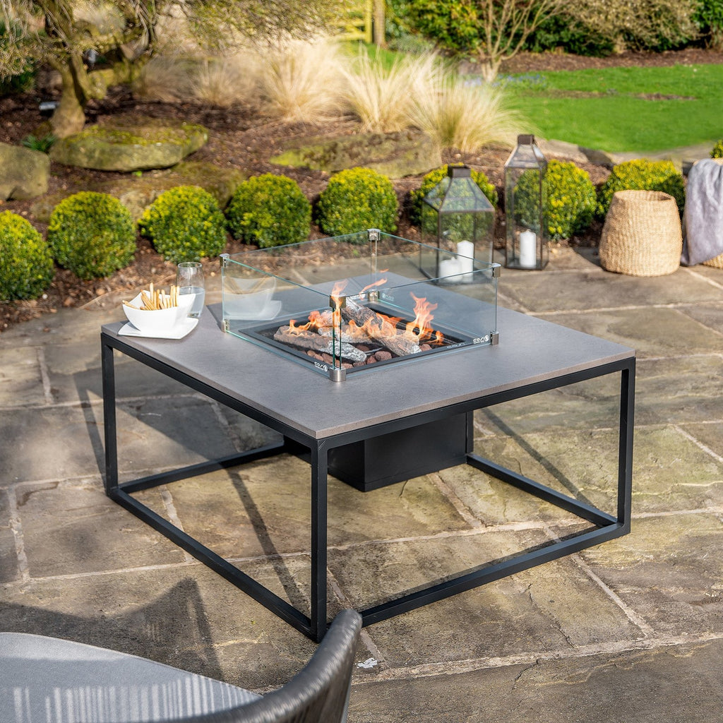 Cosi Cosiloft 100 Square Gas Fire Pit Coffee Table, Black Frame with Grey Top
