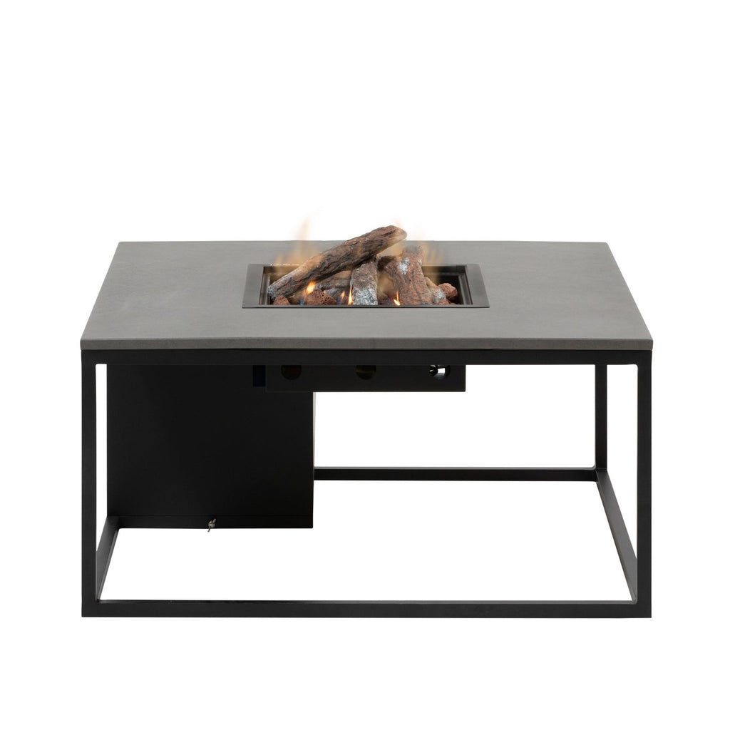 Cosi Cosiloft 100 Square Gas Fire Pit Coffee Table, Black Frame with Grey Top