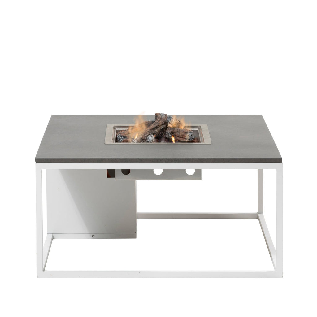 Cosi Cosiloft 100 Square Gas Fire Pit Coffee Table, White Frame with Grey Top