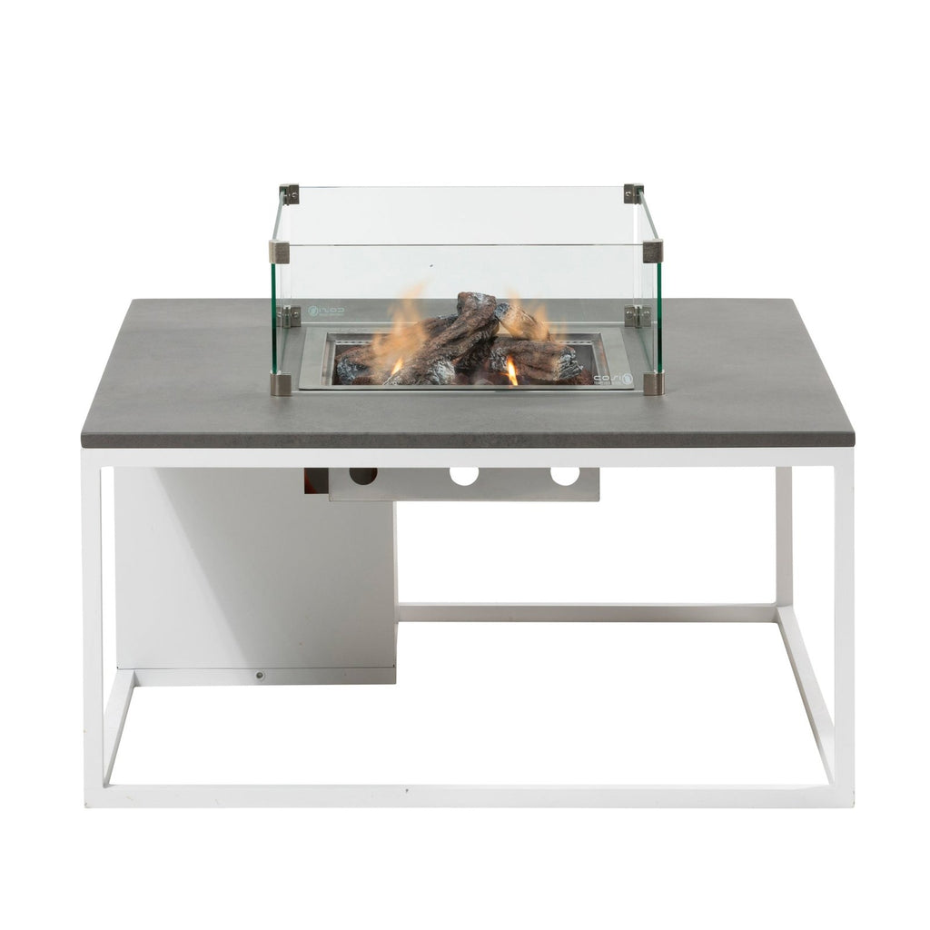 Cosi Cosiloft 100 Square Gas Fire Pit Coffee Table, White Frame with Grey Top