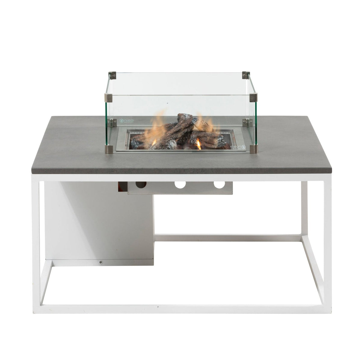Cosi Cosiloft 100 Square Gas Fire Pit Coffee Table, White Frame with Grey Top