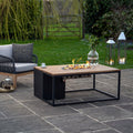 Cosi Cosiloft 120 Rectangular Gas Fire Pit Coffee Table, Black Frame with Teak Top