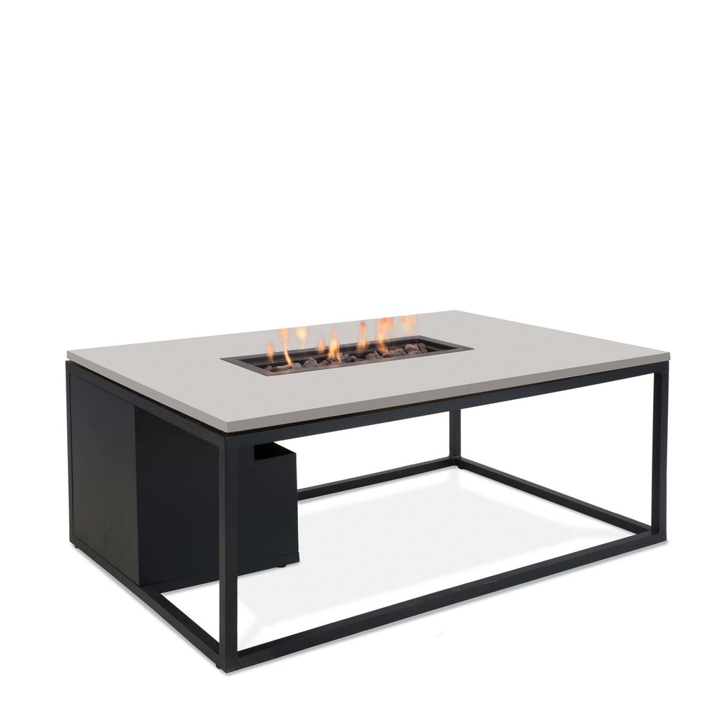 Cosi Cosiloft 120 Rectangular Gas Fire Pit Coffee Table, Black Frame with Concrete-Effect Top
