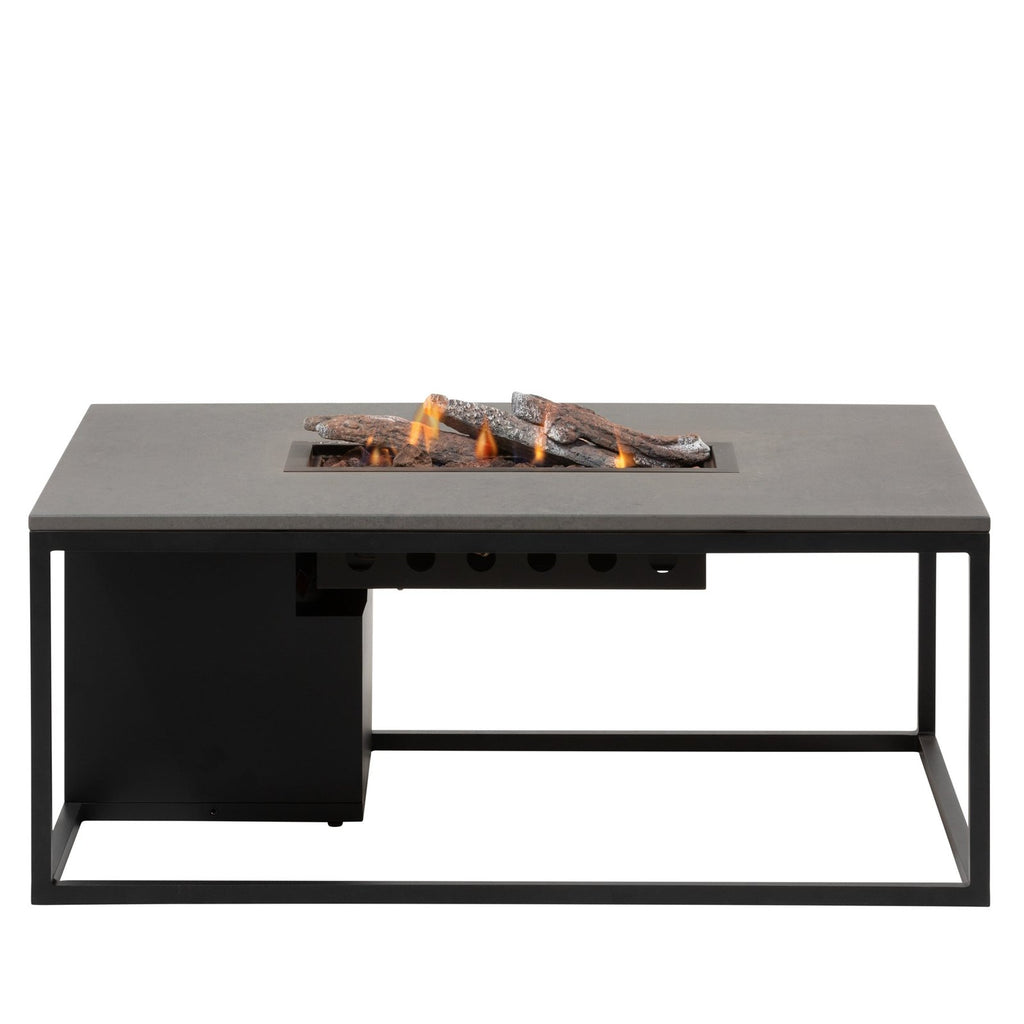Cosi Cosiloft 120 Rectangular Gas Fire Pit Coffee Table, Black Frame with Concrete-Effect Top