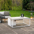 Cosi Cosiloft 120 Rectangular Gas Fire Pit Coffee Table, White Frame with Concrete-Effect Top