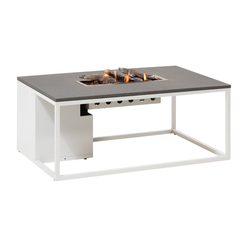 Cosi Cosiloft 120 Rectangular Gas Fire Pit Coffee Table, White Frame with Concrete-Effect Top