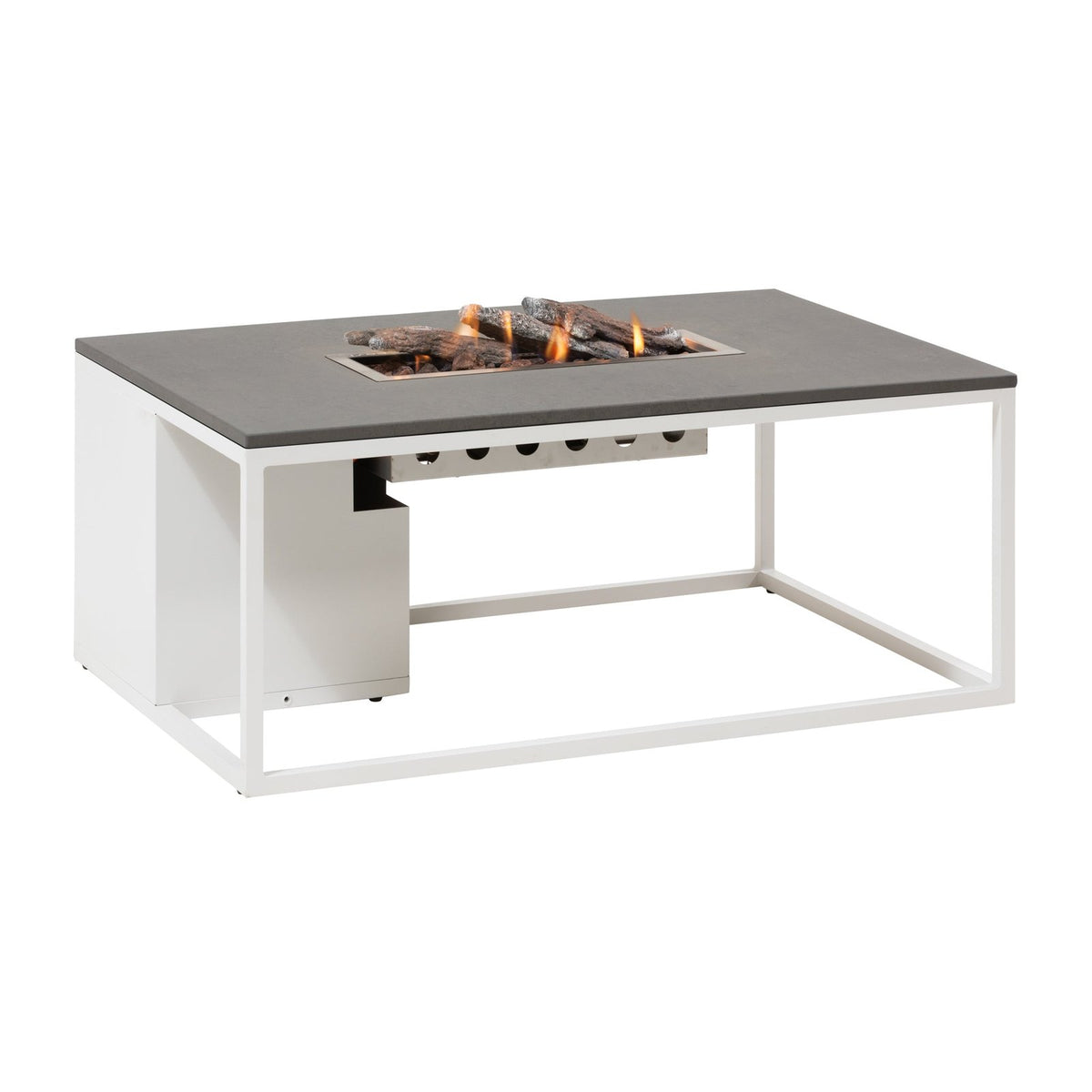 Cosi Cosiloft 120 Rectangular Gas Fire Pit Coffee Table, White Frame with Concrete-Effect Top
