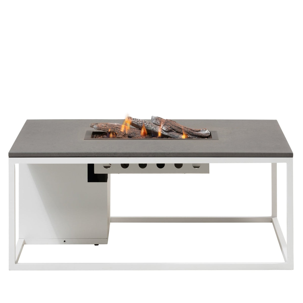 Cosi Cosiloft 120 Rectangular Gas Fire Pit Coffee Table, White Frame with Concrete-Effect Top