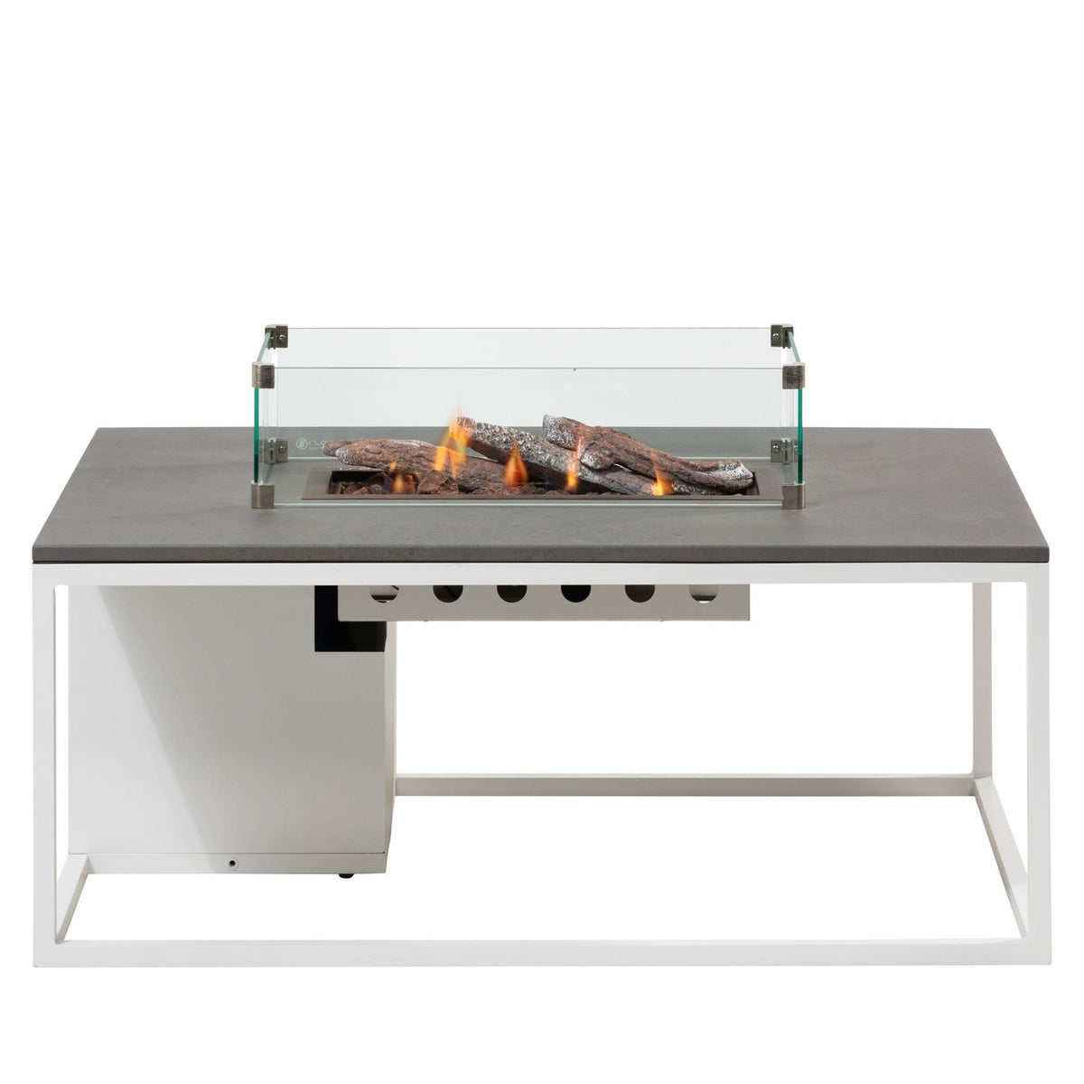 Cosi Cosiloft 120 Rectangular Gas Fire Pit Coffee Table, White Frame with Concrete-Effect Top
