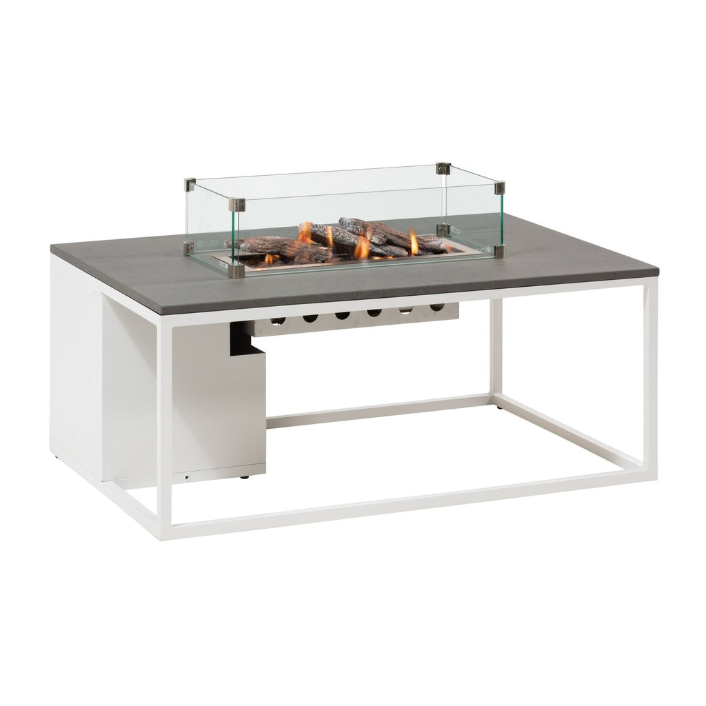 Cosi Cosiloft 120 Rectangular Gas Fire Pit Coffee Table, White Frame with Concrete-Effect Top