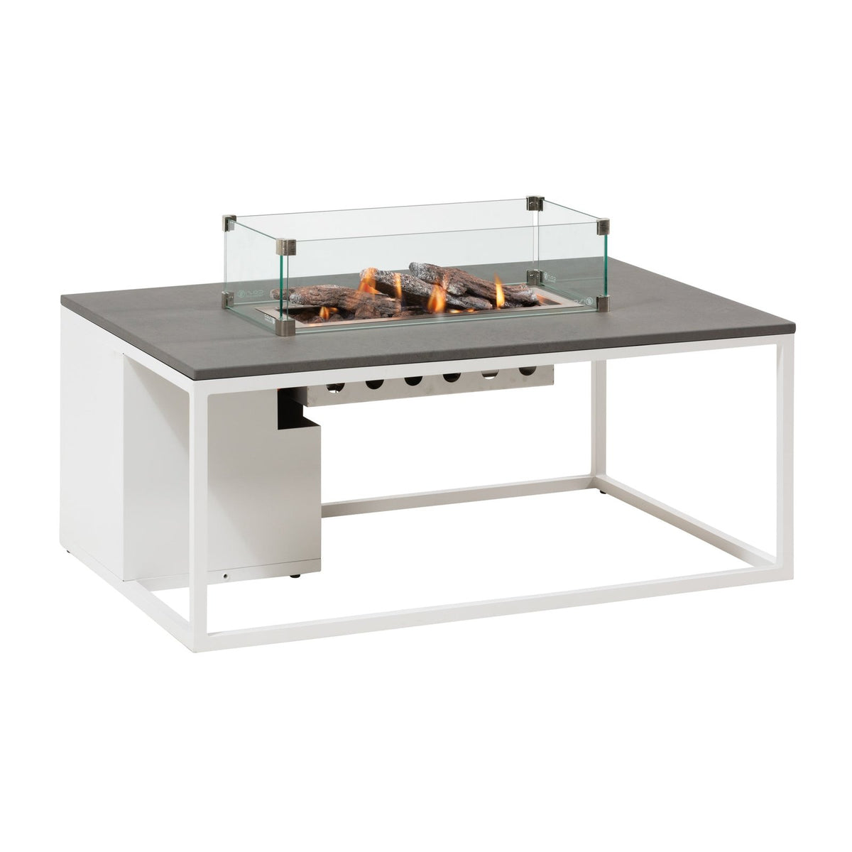 Cosi Cosiloft 120 Rectangular Gas Fire Pit Coffee Table, White Frame with Concrete-Effect Top