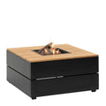 Cosi Cosipure 100 Square Gas Fire Pit Table, Black Aluminium with Teak Top