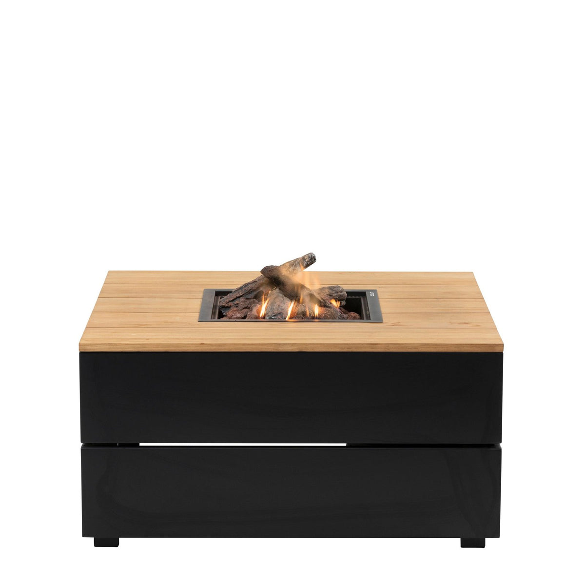 Cosi Cosipure 100 Square Gas Fire Pit Table, Black Aluminium with Teak Top