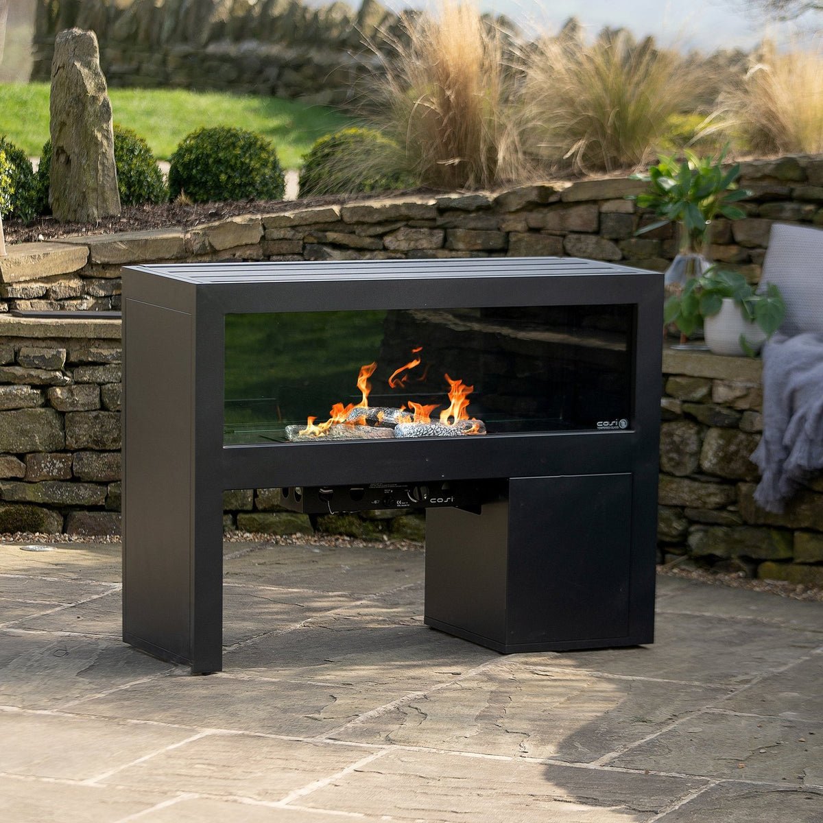 Cosi Cosivista 120 Outdoor Gas Fireplace, Black Aluminium