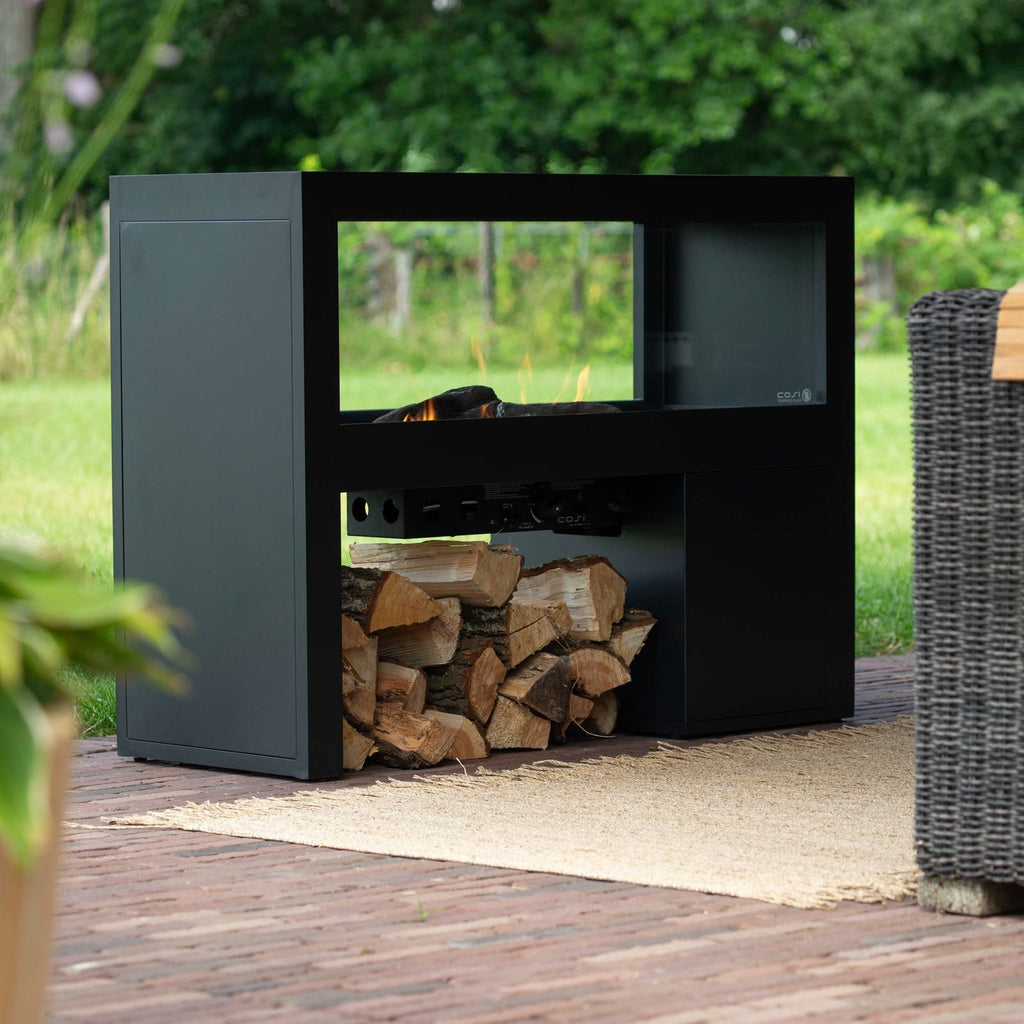 Cosi Cosivista 120 Outdoor Gas Fireplace, Black Aluminium