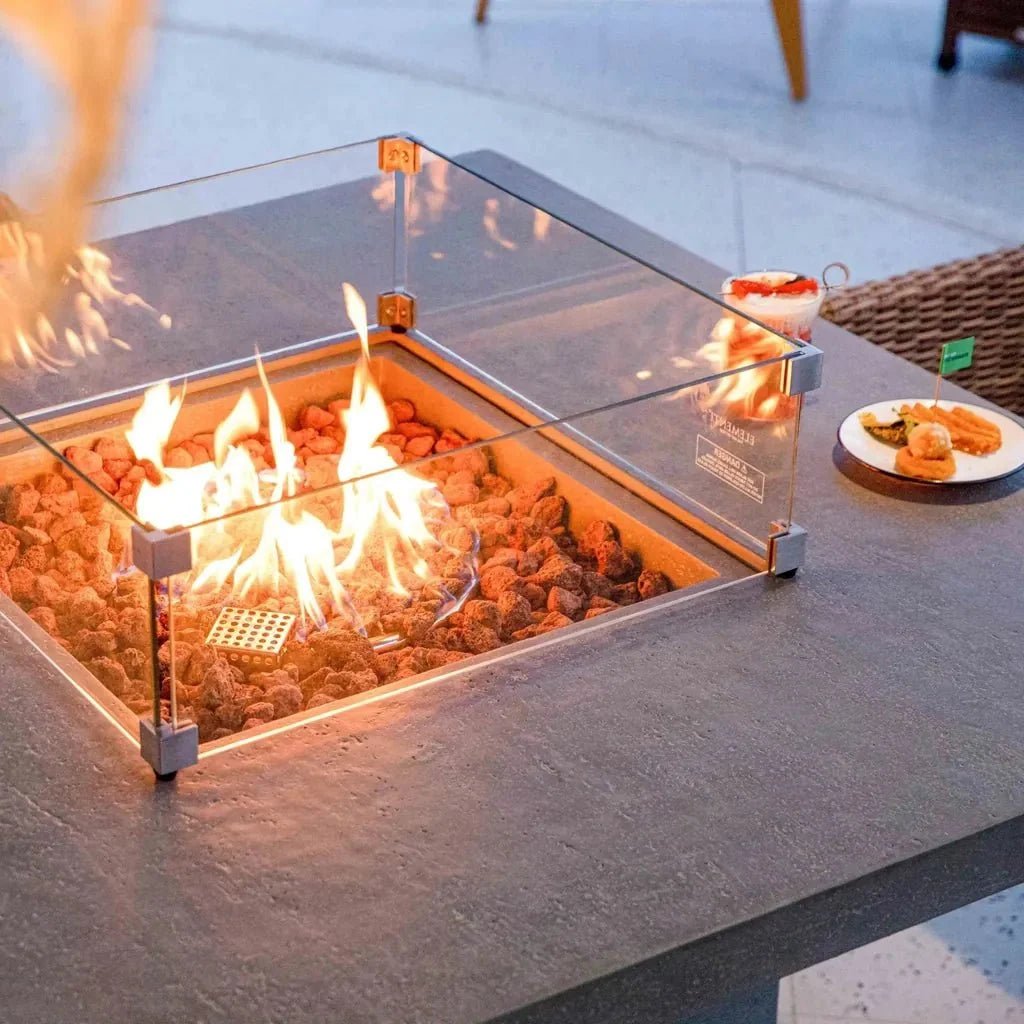 Elementi Birmingham Square Gas Fire Pit Dining Table 13.2 kW