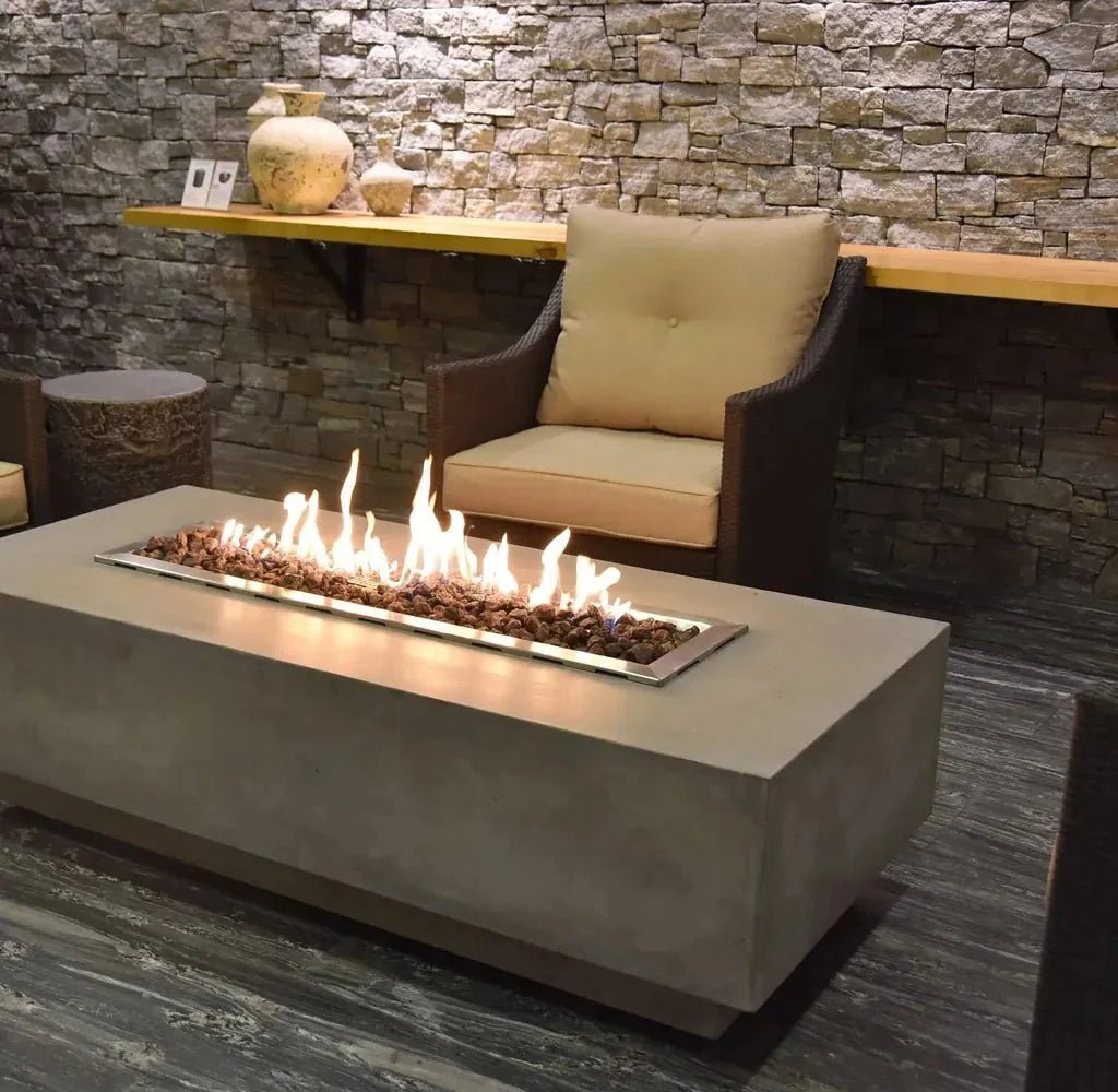 Elementi Granville Rectangular Gas Fire Pit Table 13.2 kW, Light Grey