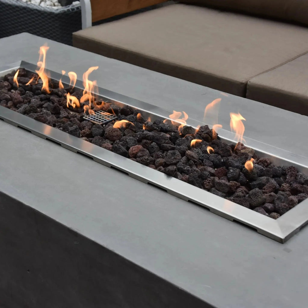 Elementi Granville Rectangular Gas Fire Pit Table 13.2 kW, Light Grey