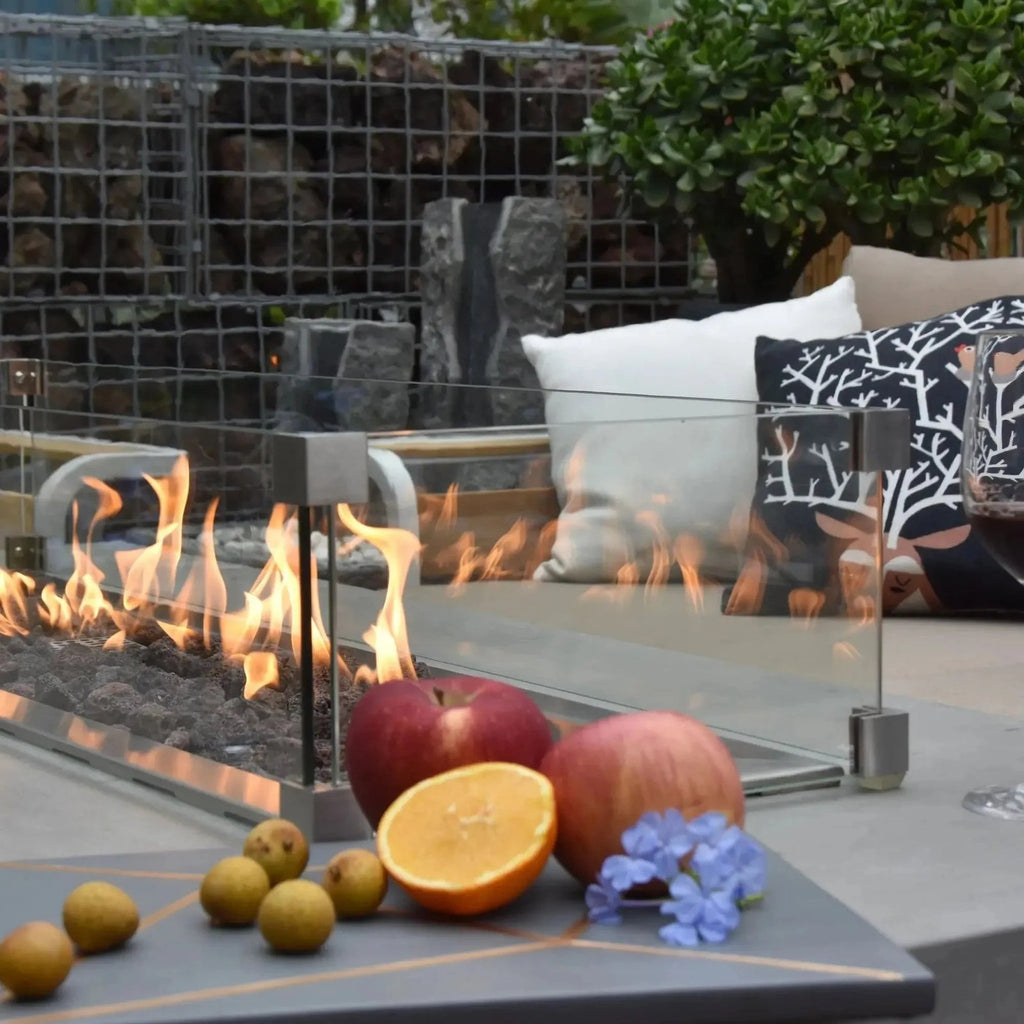 Elementi Granville Rectangular Gas Fire Pit Table 13.2 kW, Light Grey