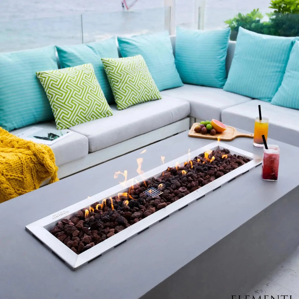 Elementi Granville Rectangular Gas Fire Pit Table 13.2 kW, Light Grey