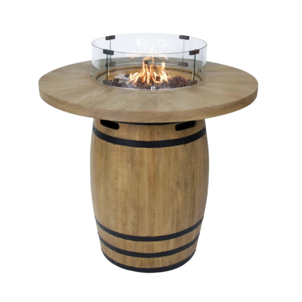 Elementi Lafite Barrel-Style Gas Fire Pit Bar Table 13.2 kW