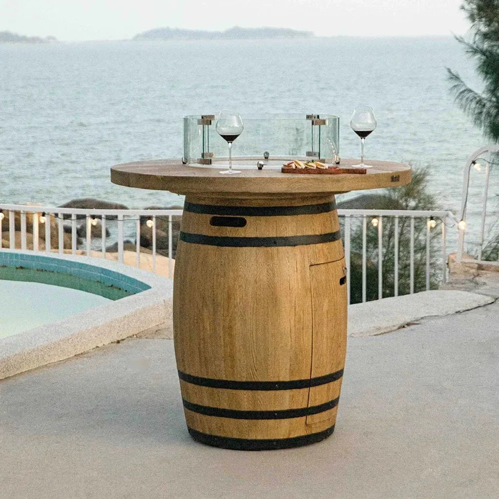 Elementi Lafite Barrel-Style Gas Fire Pit Bar Table 13.2 kW