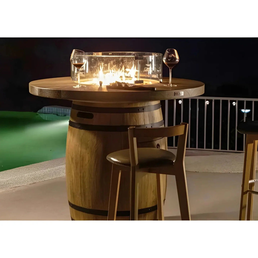Elementi Lafite Barrel-Style Gas Fire Pit Bar Table 13.2 kW