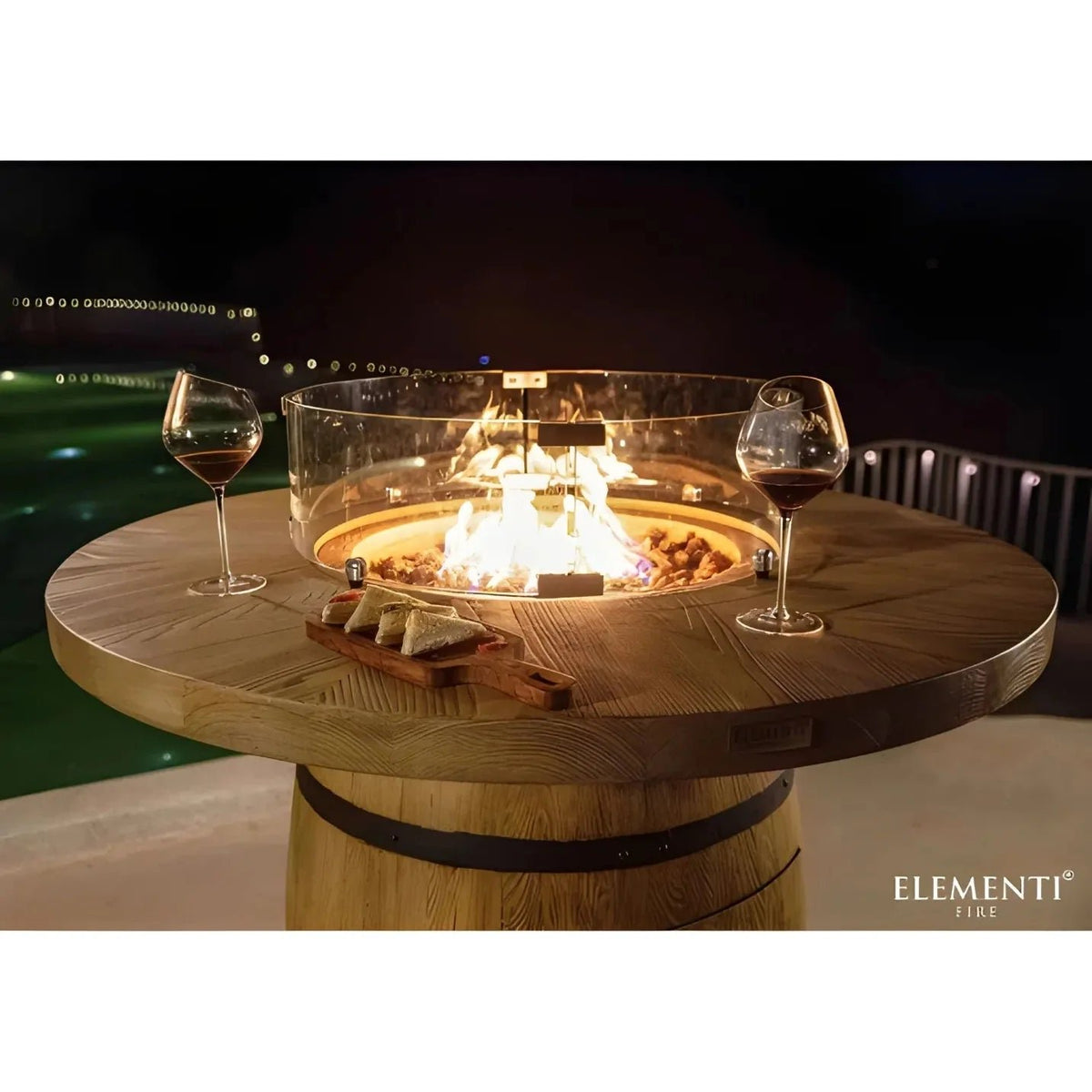 Elementi Lafite Barrel-Style Gas Fire Pit Bar Table 13.2 kW