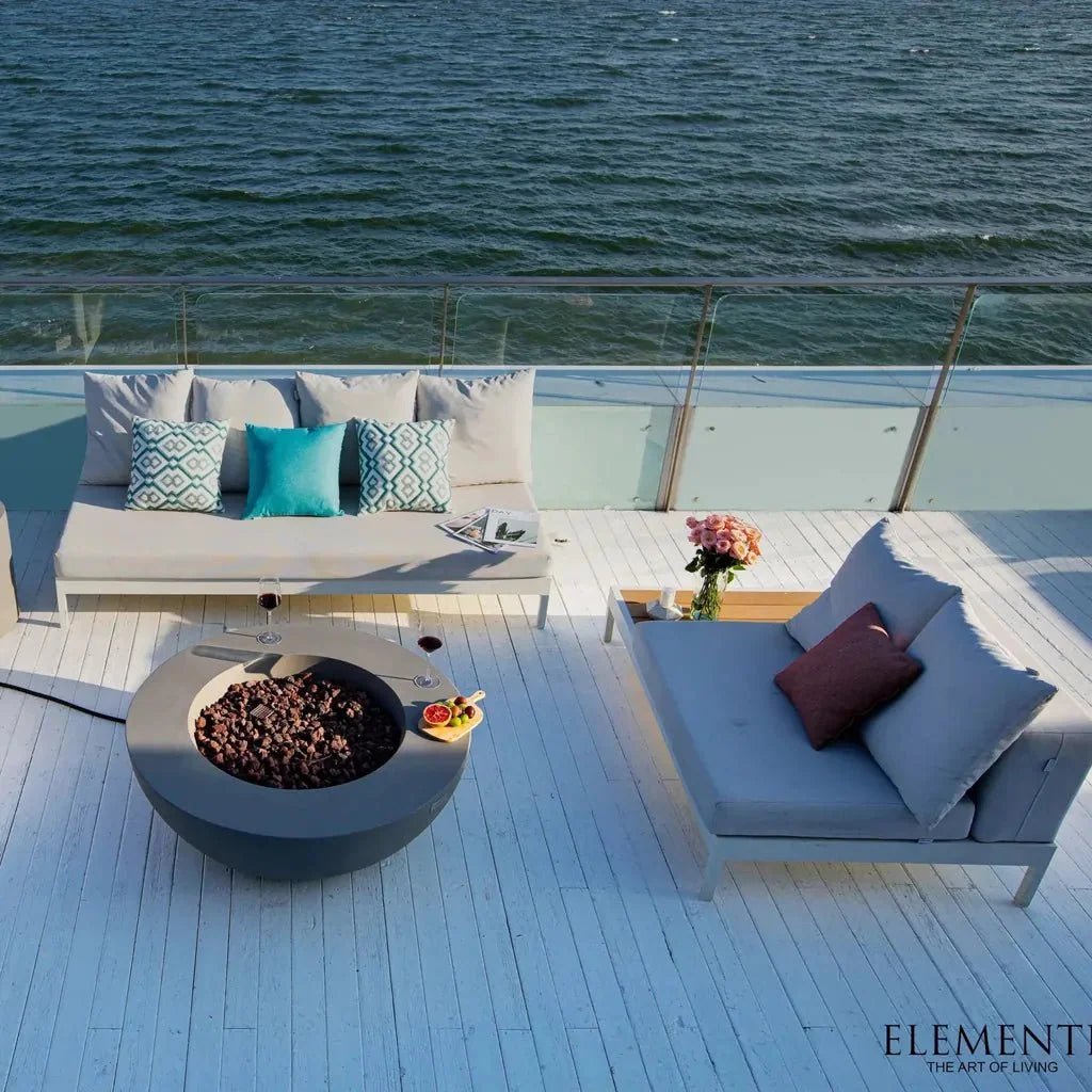 Elementi Lunar Round Gas Fire Bowl, Light Grey