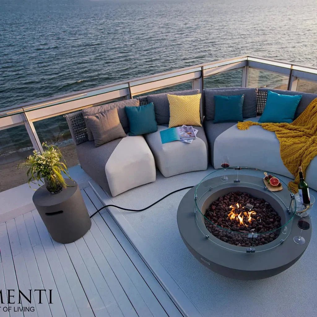 Elementi Lunar Round Gas Fire Bowl, Light Grey
