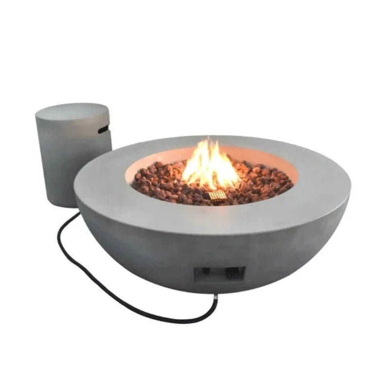 Elementi Lunar Round Gas Fire Bowl, Light Grey