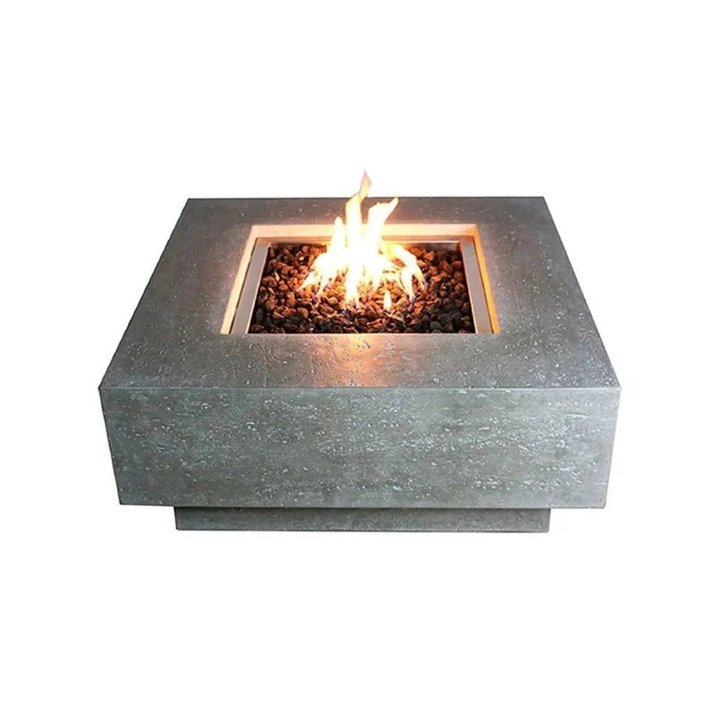 Elementi Manhattan Square Gas Fire Pit Table 13.2 kW, Light Grey