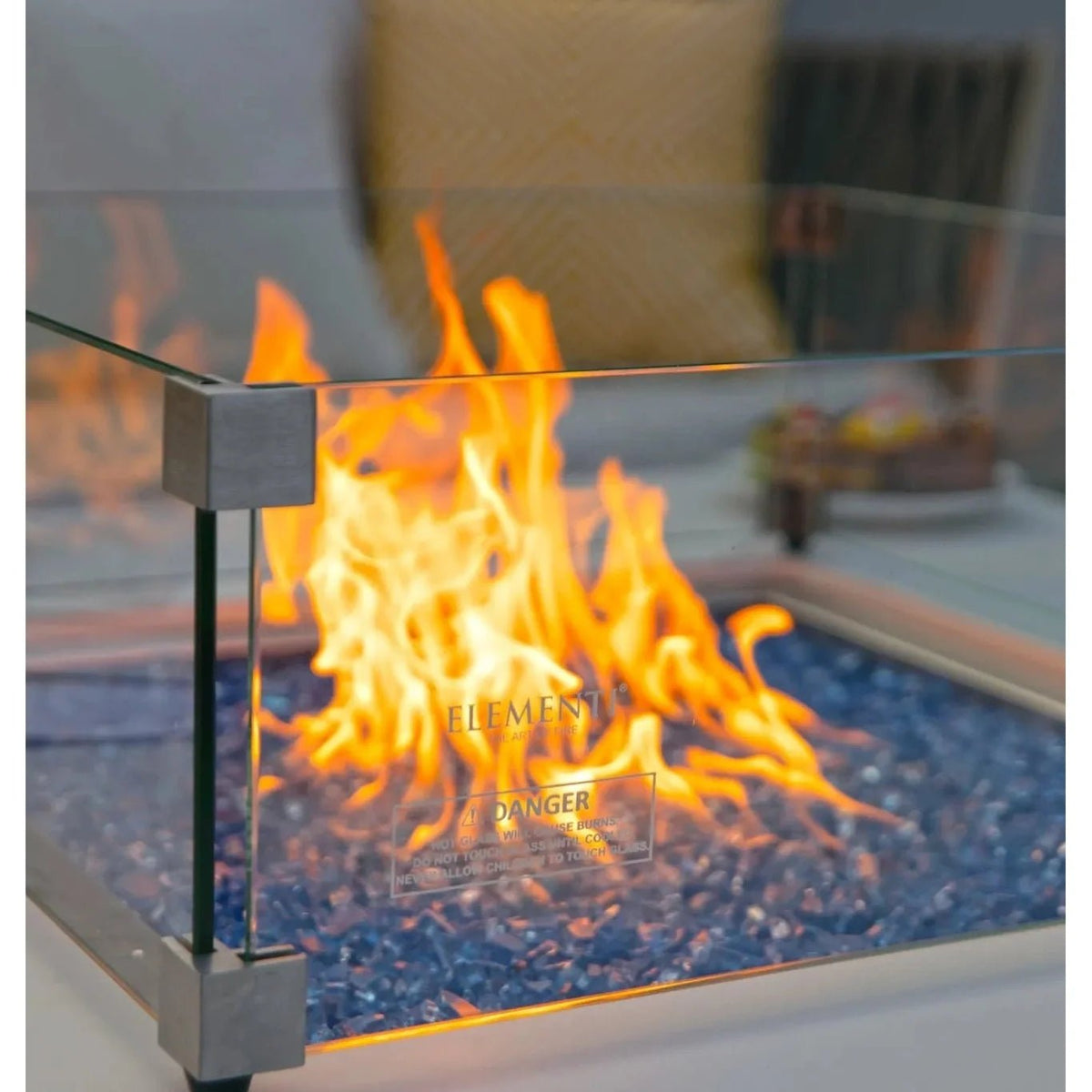 Elementi Plus Bianco Square Gas Fire Pit Table 16 kW, Marble Porcelain Top