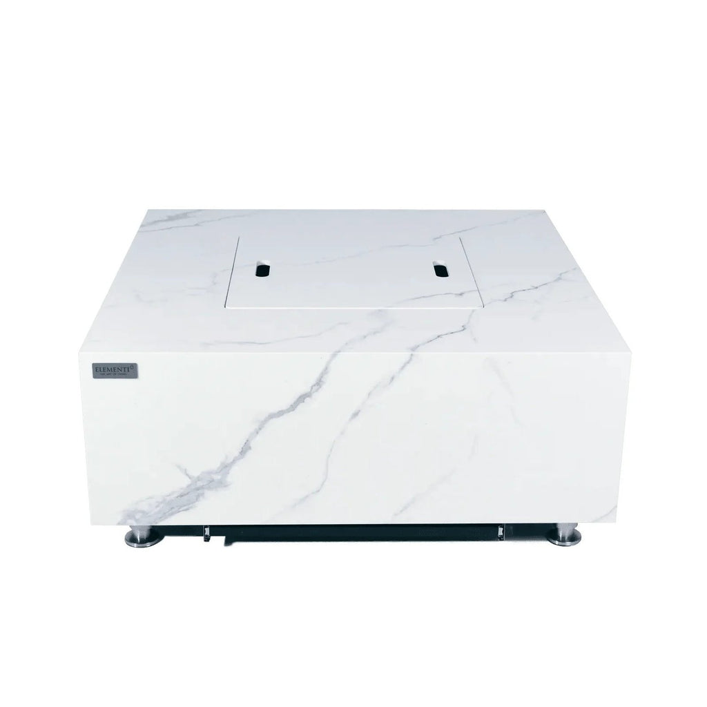 Elementi Plus Bianco Square Gas Fire Pit Table 16 kW, Marble Porcelain Top