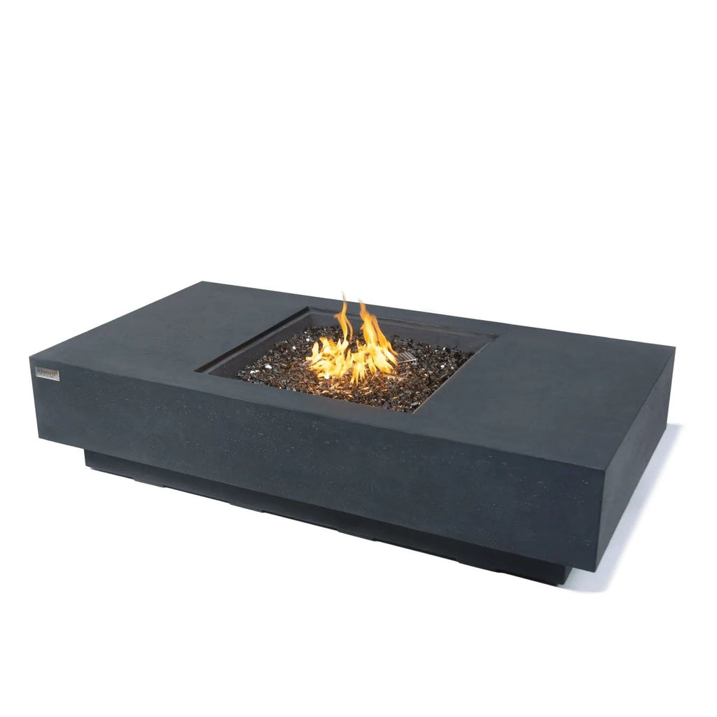 Elementi Plus Cannes Rectangular Gas Fire Pit Table 16 kW, Dark Grey